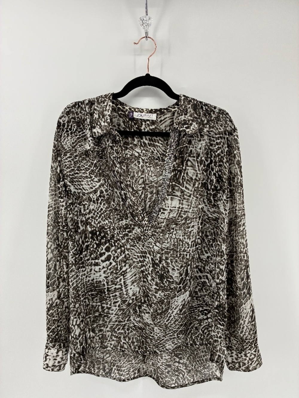 Jennifer Lopez Monochrome Animal Print Top